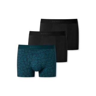 Schiesser Unterwäsche Boxershorts 95/5 Webgummibund blau uni/gemustert Herren - 3 Stück